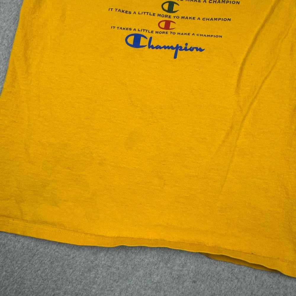 Champion Mens Mustard Yellow Embroidered Logo Graphic Back T-Shirt Medium - Picture 4 of 9